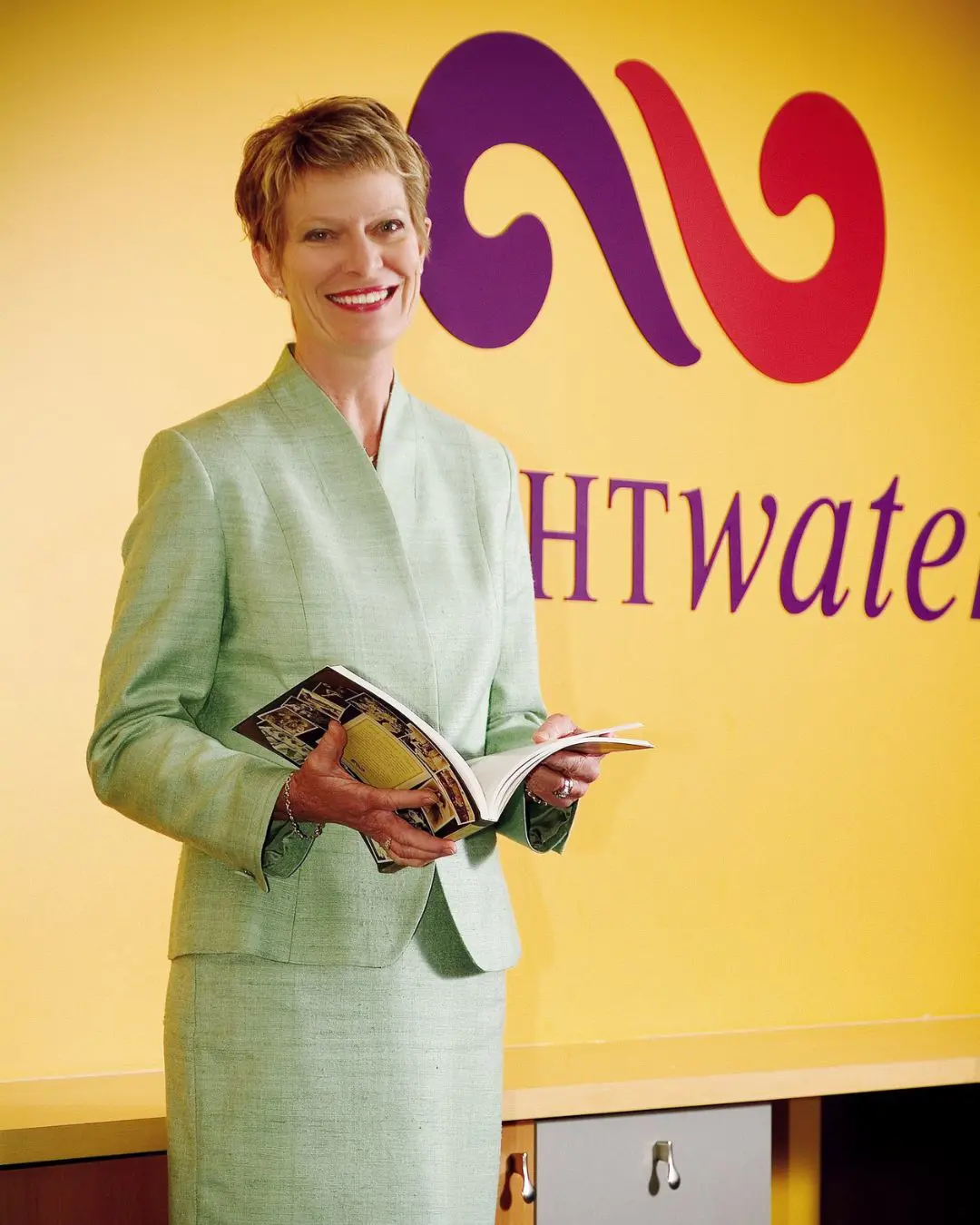 Former Brightwater CEO Dr Penny Flett In Front Of Reception