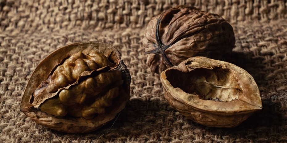 Close up of three walnuts