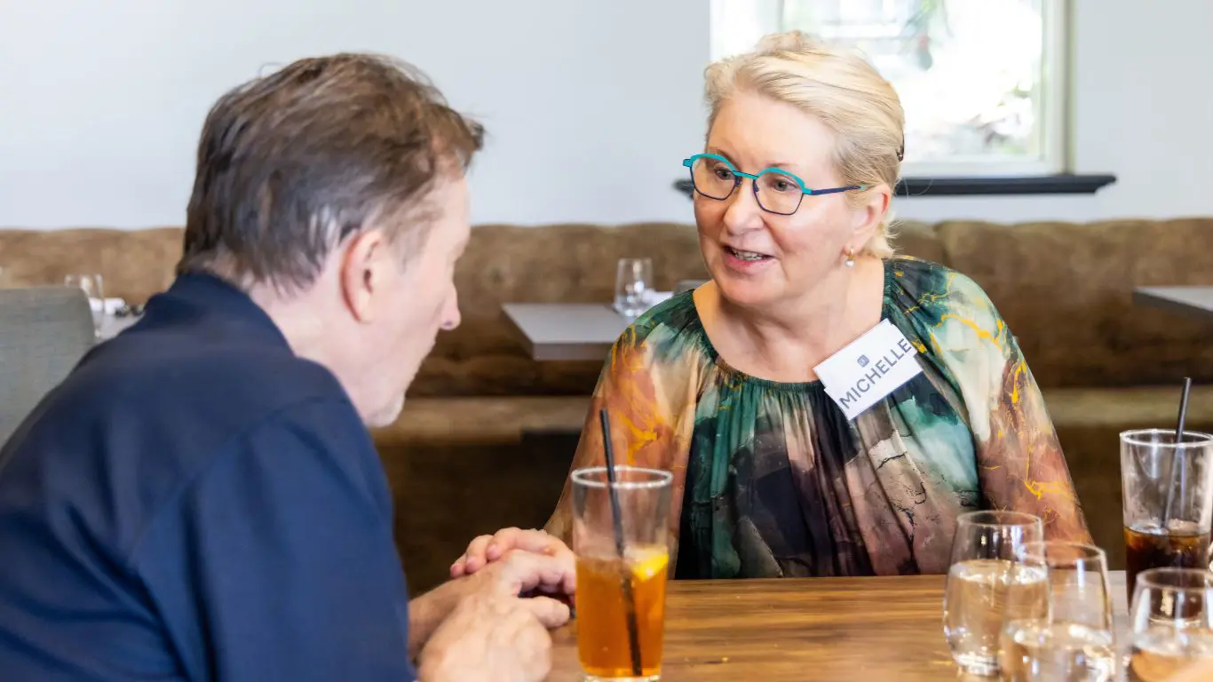 BrightRespite Dementia Retreat_Dementia Specialist speaking with client indoors