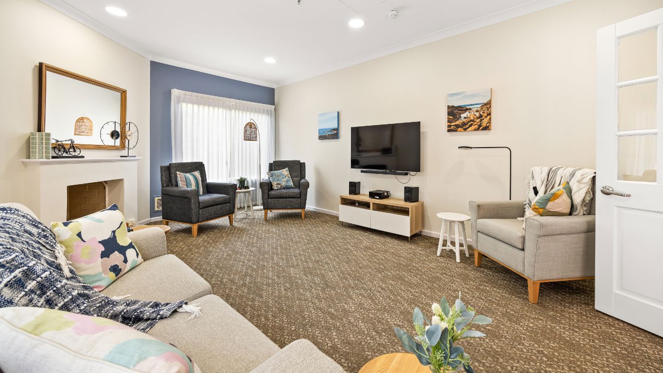 Aylesford Supported Independent Living Home Marangaroo_chill out living area with comfy chairs and tv system