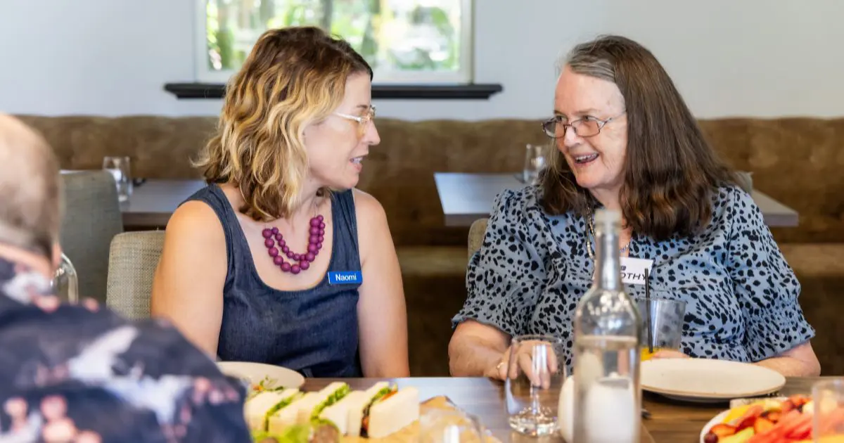 BrightRespite Dementia Retreat_dementia client having open discussion with dementia specialist at Joondalup Resort