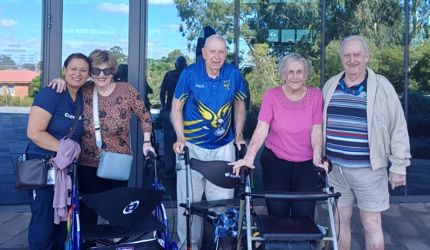 Brightwater aged care residents attend West Coast Eagles training session thanks to Life's Possibilities program