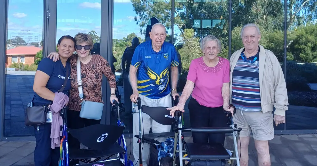 Brightwater aged care residents attend West Coast Eagles training session thanks to Life's Possibilities program