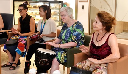 People enjoying music therapy at Brightwater Inglewood